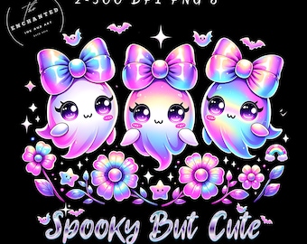 Pastel Coquette Ghost PNG: Kawaii Iridescent Halloween Graphics (Digital Download)