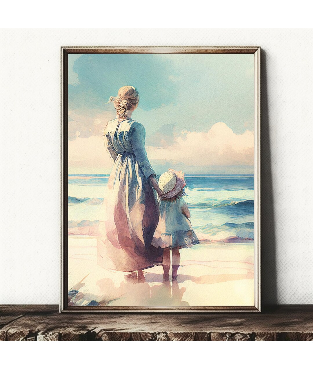 Mom and Daughter Art, Mother and Child Painting, Mothers Day Art Print, Gift for Mom, Gift for