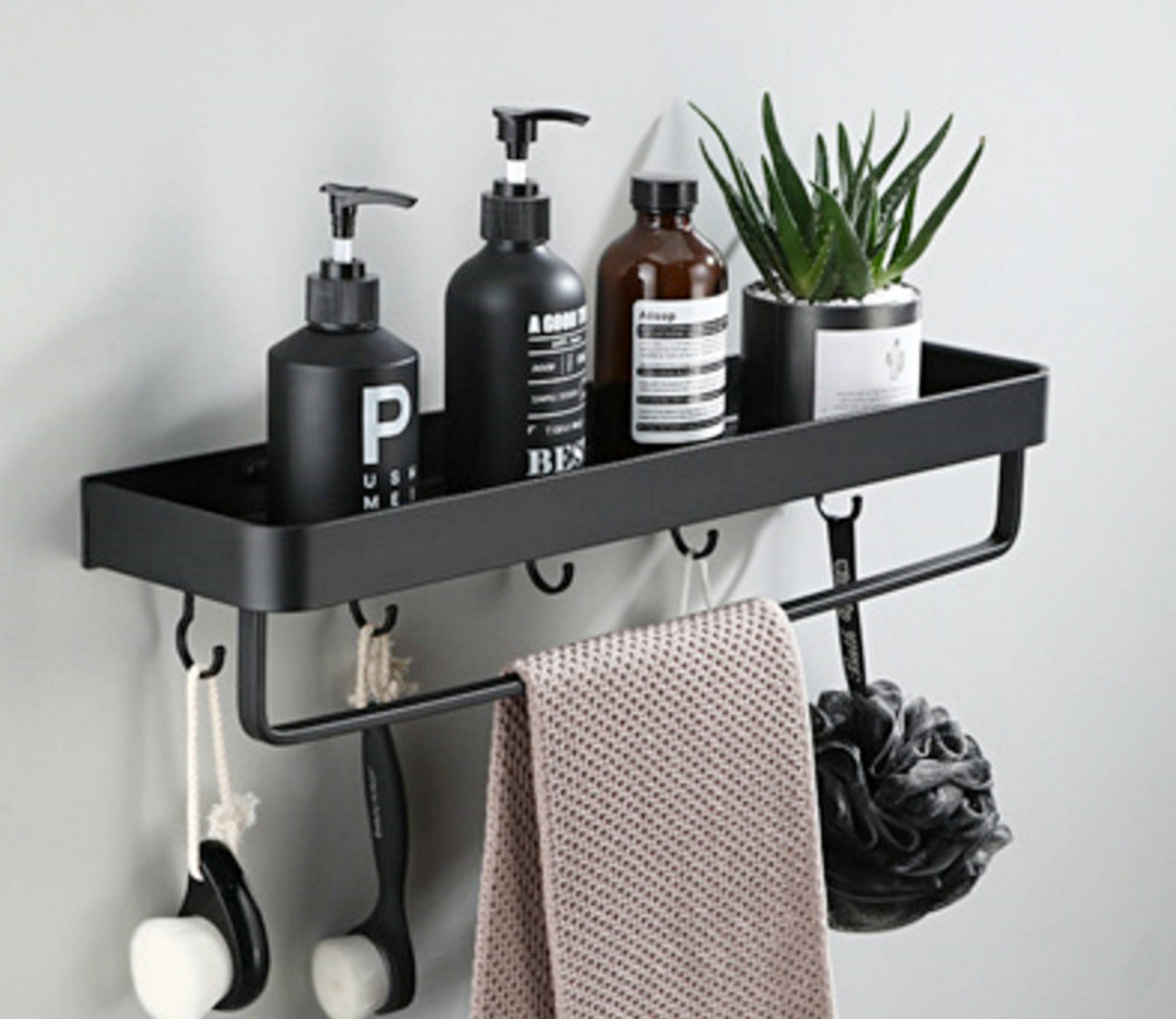 8 Matte Black Ceramic Corner Shelf Elegant Shower Shelf With a Drain Hole  two Sided Tapes Included -  Israel