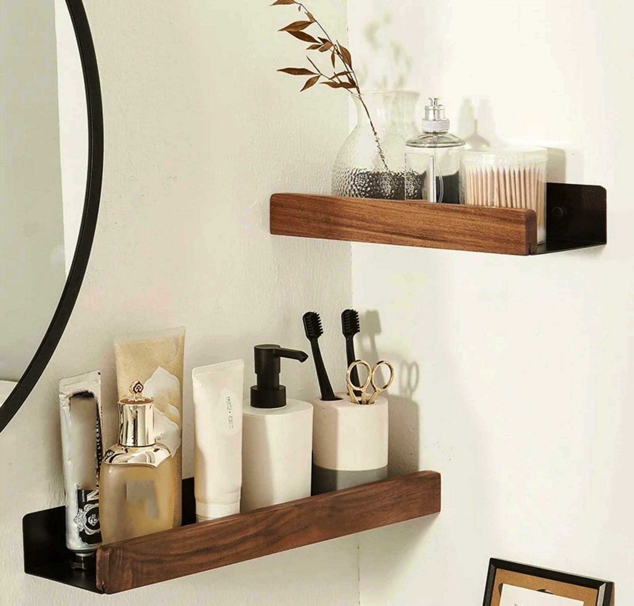 Minori Floating Shelves for Wall, Bathroom Shelves for Over The Toilet  Storage - Set of 3 - Gray