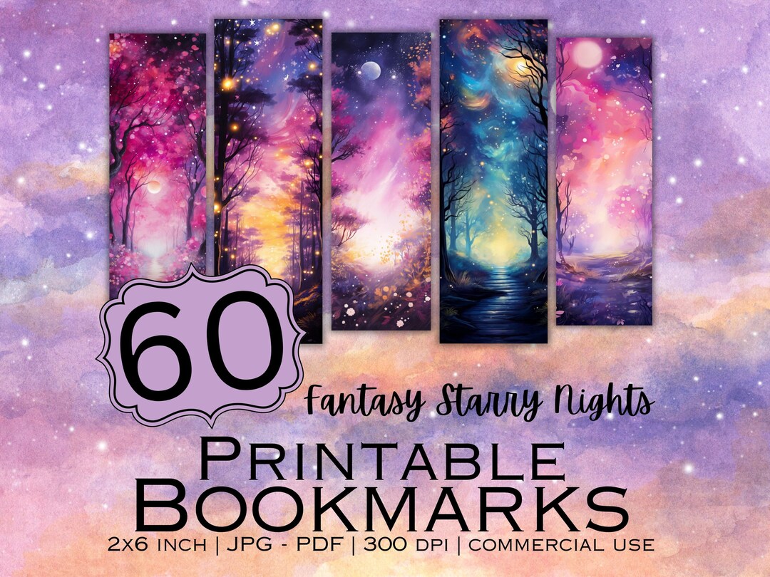 60 Starry Nights Printable Bookmarks Digital Download JPG - Etsy
