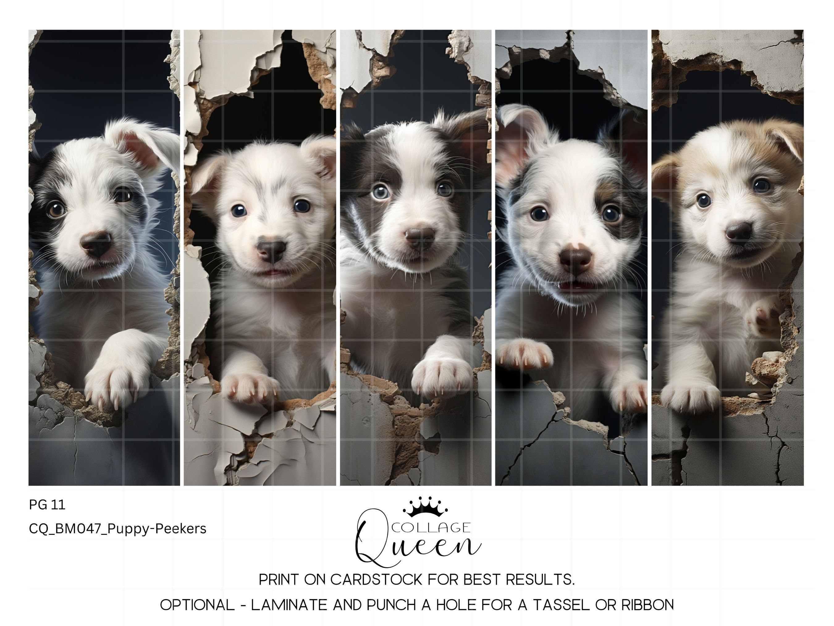 60 Puppy Peekers Printable Bookmarks Digital Download JPG Bookmark ...