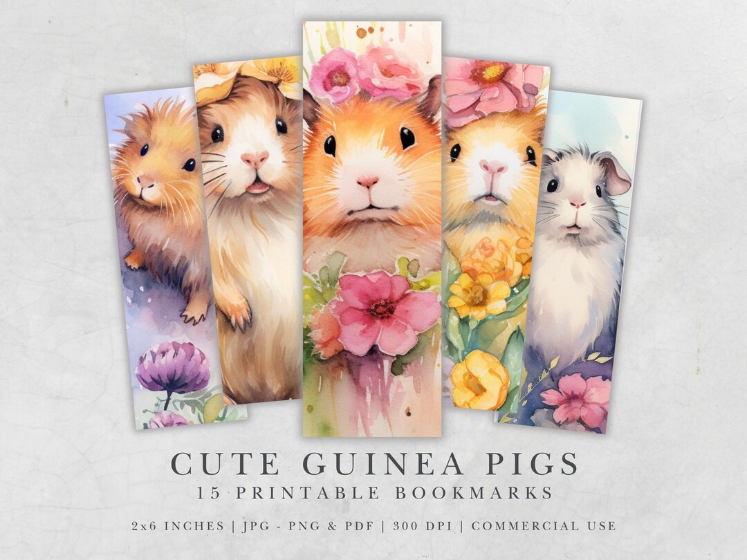15 Guinea Pigs Bookmarks Digital Download Jpg, Png and Pdf Sublimation ...