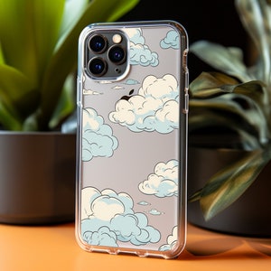 Funda para iPhone Kawaii Cloud, funda transparente para iPhone 7-15, lindos accesorios para teléfonos estéticos Kawaii