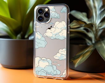 Kawaii Cloud iPhone Case, Clear Case for iPhone 7-15, Cute Kawaii