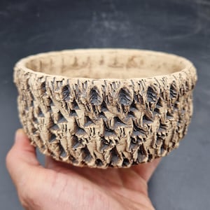 White stoneware pot with rust effect. 15 cm x 6.5 cm. Pottery, succulent pot, cactus pot, bonsai pot, ceramic.
