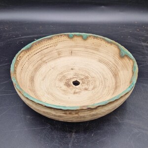 Witte aardewerken pot met oxide en glazuur, 15,5 cm x 5 cm. Aardewerk, pot voor vetplanten, cactuspot, bonsaipot, keramiek.