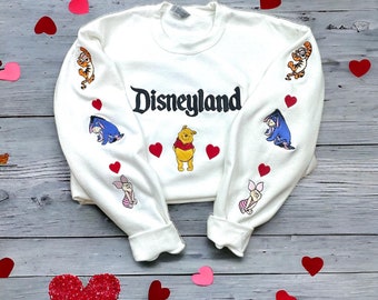 Embroidered Disney Winnie the Pooh Sweatshirt, Cozy Cartoon Pullover