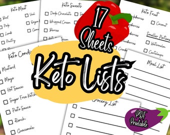 Printable Keto Foods List Bundle: 17 Printable Sheets for Easy Meal Planning and Grocery Shopping | Minimalist Complete Simple