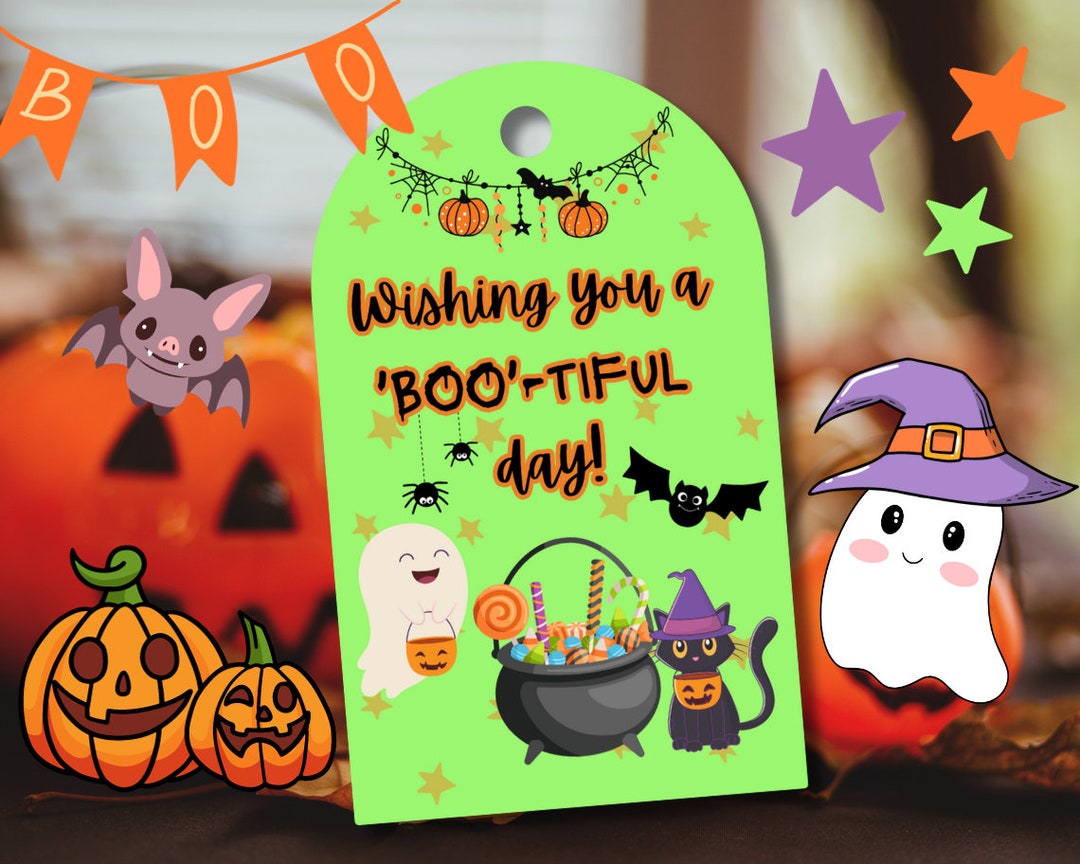 BOOTIFUL' Day Halloween Printable Gift Tag Happy Etsy