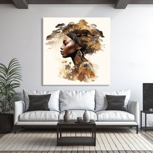 Illustration of (Igbo, Zulu) art, African culture, colorful portrait of beautiful woman