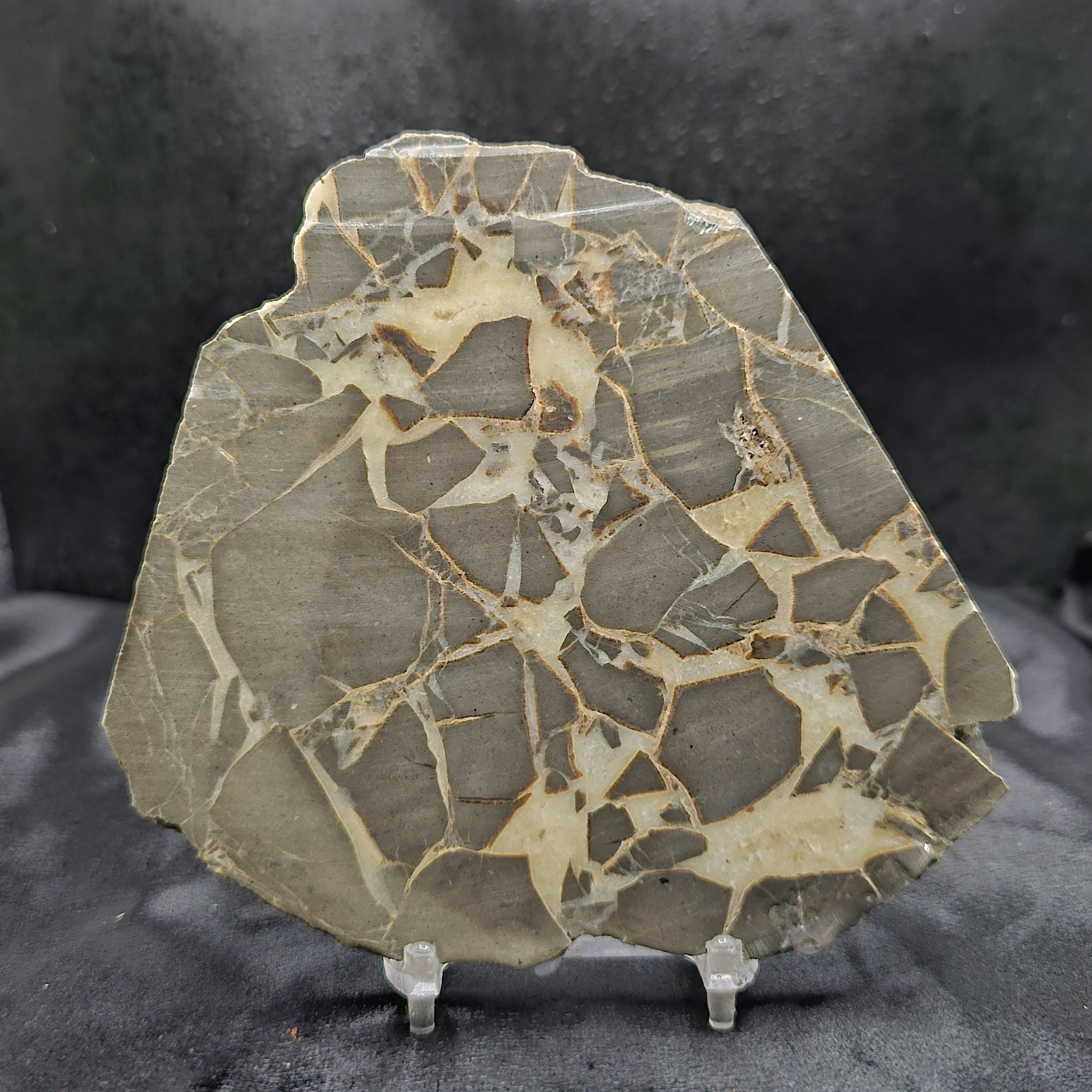 Lightning Stone / Septarian Nodule, Lapidary Slab, TAPERED, natural stone for cabbing, not polished