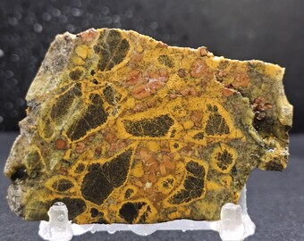 Peanut Obsidian (yellow/Green) from Mexico, Lapidary Slab, natural stone for cabbing, not polished