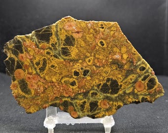 Peanut Obsidian (yellow/Green) from Mexico, Lapidary Slab, natural stone for cabbing, not polished