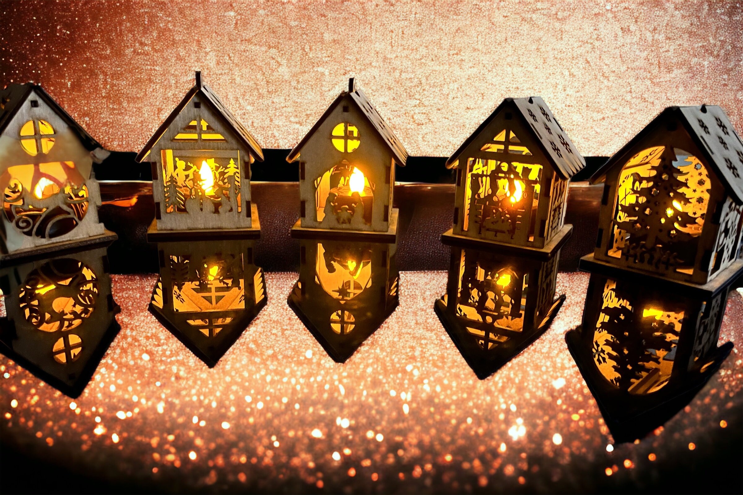 Christmas Tea Light Houses Etsy UK