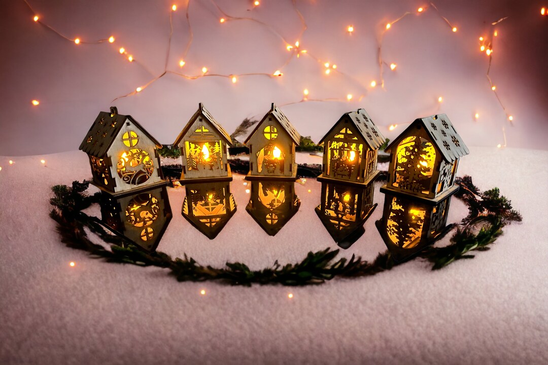Christmas Tea Light Houses Etsy UK