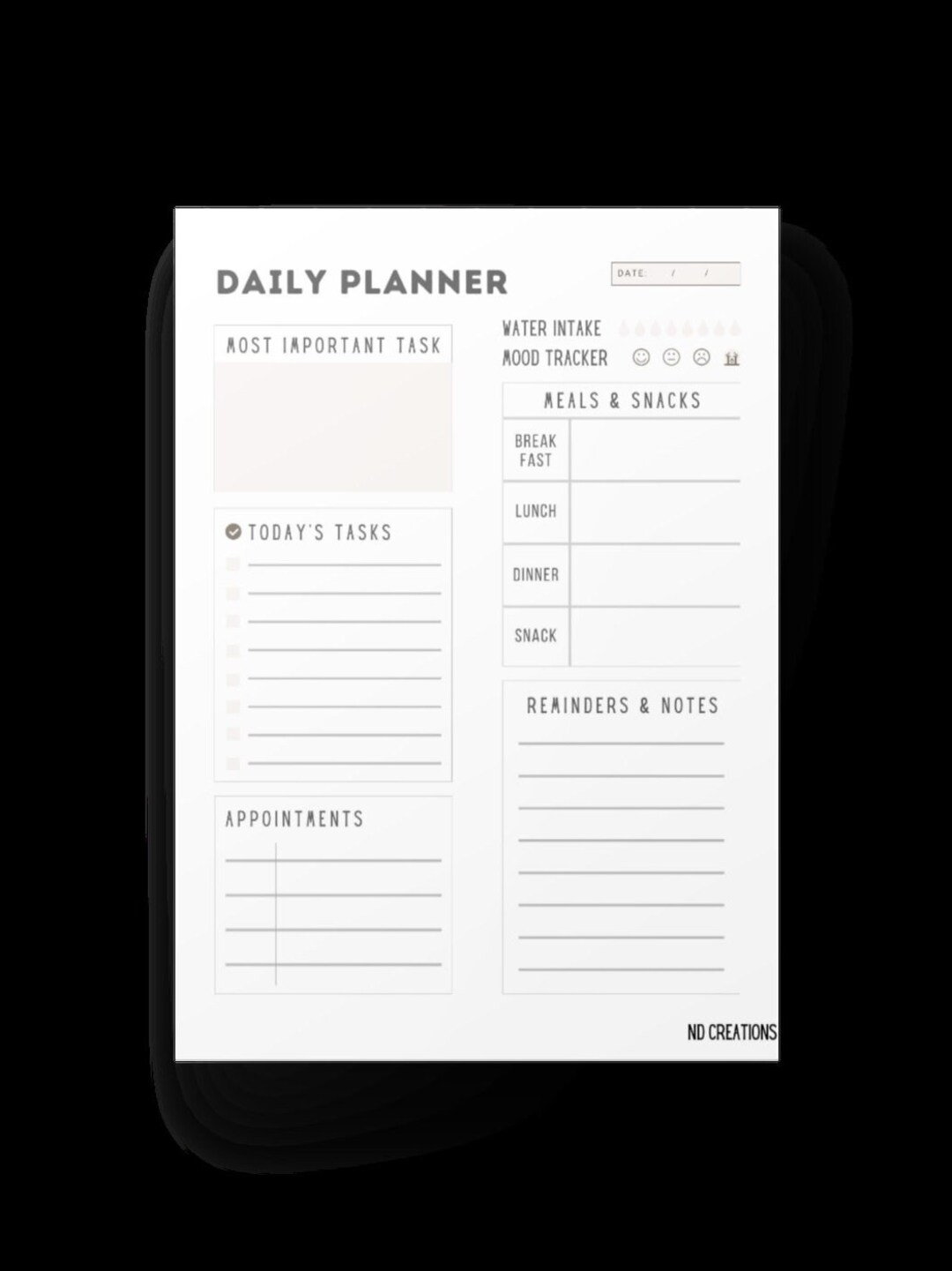 Daily Planner A4 Printable Pink Accent Etsy