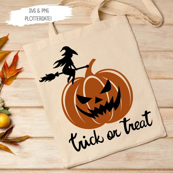 Halloween Plotterdatei - Trick or Treat - PNG und SVG - plotten HALLOWEEN Tasche - Kinder Halloween svg - Halloween Tshirt