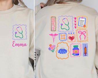 Personalized Nurse Sweatshirt, Custom Nurse Crewneck, Nursing School Gift, Medical Student Sweater, RN Graduation Gift, Healthcare Hoodie