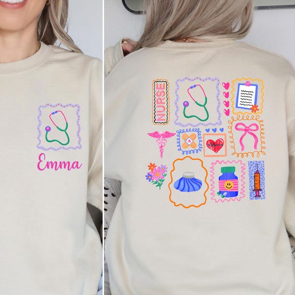 Personalized Nurse Sweatshirt, Custom Nurse Crewneck, Nursing School Gift, Medical Student Sweater, RN Graduation Gift, Healthcare Hoodie