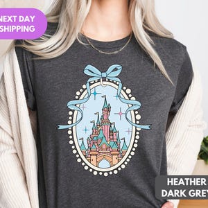 Disney Magical Castle with Blue Coquette Shirt, Magic Kingdom Apparel, Disney Girl Trip, Disneyworld Family shirt