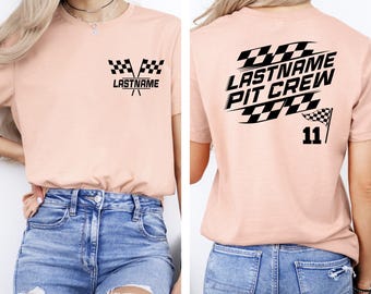 Personalized Racing Shirt, Custom Pit Crew Tee, Motocross Team Shirt, Checkered Flag Race Day Shirt, Funny Racing Gift For Him