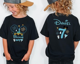 Personalized Disney Birthday Shirt, Custom Name & Age Tee, Birthday Boy Disney Trip Shirt, Mickey Castle Shirt, Kids Birthday Outfit