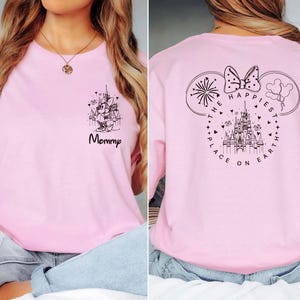 Custom The Happiest Place One Earth Sweatshirt, Disneyland Vacation Tee, Mickey and Minnie Magical Castle Shirt, Disney Family Trip Shirt