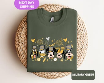 Disney Happy New Year Sweatshirt, Disney New Year Hoodie, Disney Friends Sweater, Happy New Year 2025 Apparel, Disney New Year's Eve Hoodie