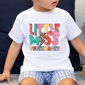 Little Miss Threenager Toddler Shirt, Third Birthday Toddler Tee, Birthday Girl Shirt, Girls Birthday Tee, Birthday Kids Clothes
