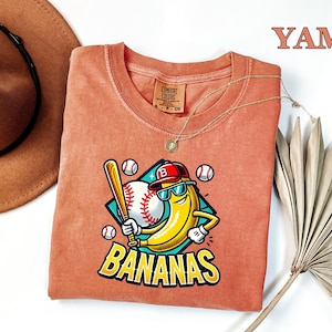 Comfort Colors®  Bananas Baseball Shirt, Cool Banana Shirt, Banana Baseball Shirt, Hip Hop Banana Shirt, Funny Baseball Shirt, Baseball Gift