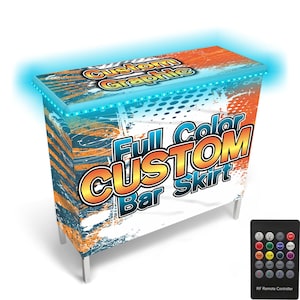 Custom Bar - Portable Folding Pop-Up Bar w/ Multi-Color LED Lights. Perfect for Home, Bartending, Events & More. 40" (L) x 15" (W) x 36" (H)