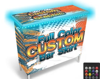 Custom Bar - Portable Folding Pop-Up Bar w/ Multi-Color LED Lights. Perfect for Home, Bartending, Events & More. 40&quot; (L) x 15&quot; (W) x 36&quot; (H)