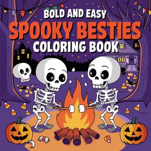 SPOOKY Friends Bold and Easy Coloring Book Pages PDF + JPG,Spooky Coco Wyo Style,100+ Pages,Cozy Cute Fun Coloring Pages for Adults & Kids