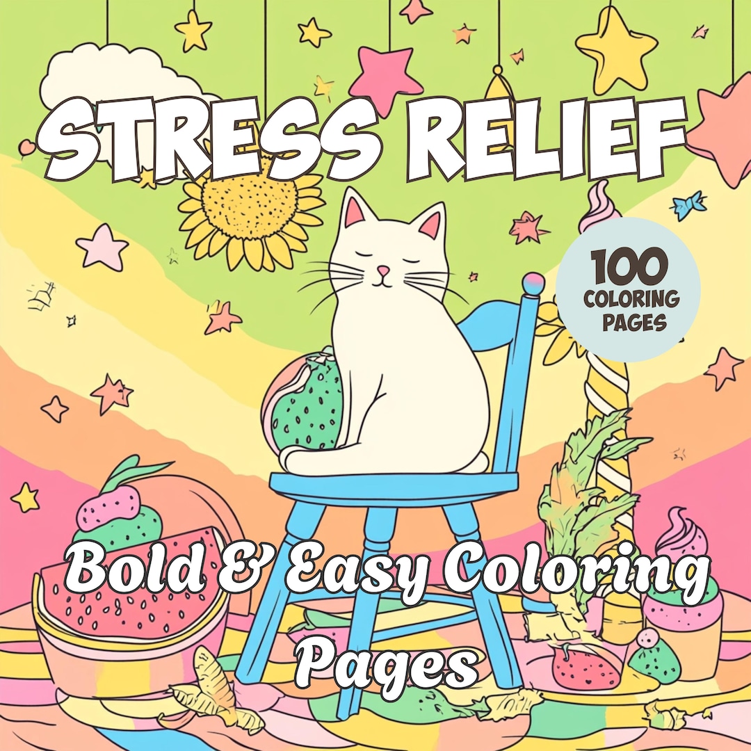 Stress Relief Coloring Book: 100+ Bold & Easy Coco Wyo Pages (PDF/PNG ...