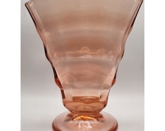Vintage Paden City Glass Co Party Line Pink Depression Glas Fan Vase