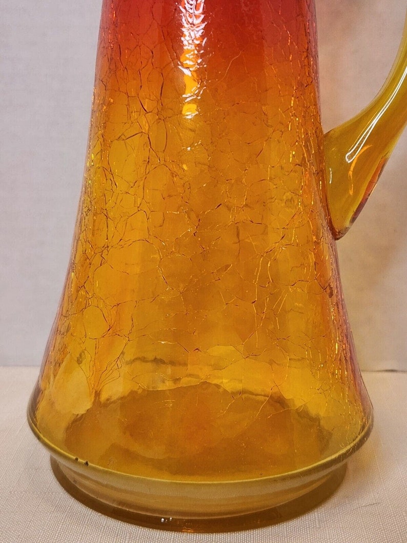Vintage Kanawha Amberina Crackle Glas Stretch Swing Krug leuchtet unter UV Bild 9