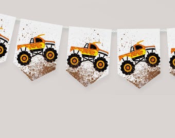 El Toro Loco Monster Truck Banner: Orange Pennant Poster (Digital Download 5x7")