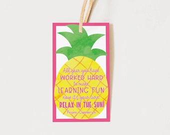 End of Year Teacher Gift Tag Printable Template, Summer End of School Year Teacher Gift Tag Try Before You Buy Instant Download