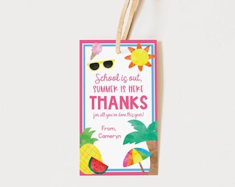 End of Year Teacher Gift Tag Printable Template, Summer End of School Year Teacher Gift Tag Try Before You Buy Instant Download