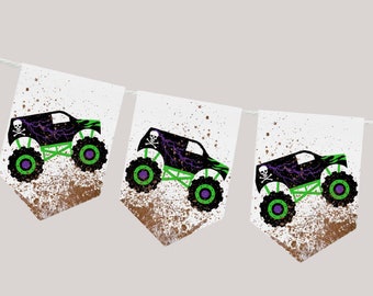 Monster Truck Grave Digger Banner Monster Truck Grave Digger Decorations Banner Pennant Poster Instant Download East to Print, Monster Jam