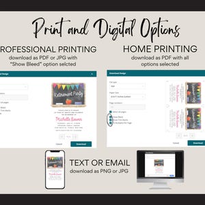 May include: A digital download for a retirement party invitation. The invitation features a chalkboard with colorful crayons and the text "Retirement Party". The invitation is available in PDF, JPG, and PNG formats.