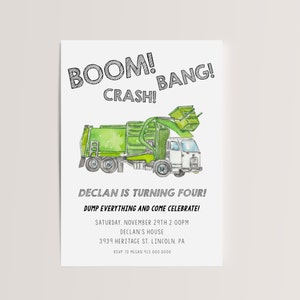 Garbage Truck Birthday Invitation Printable Template Instant - Etsy