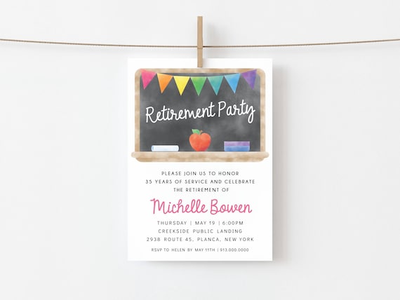 Teacher Retirement Invitation Printable Textable Teacher Retirement Invite Text Print Email Teacher Retirement Party Invitation