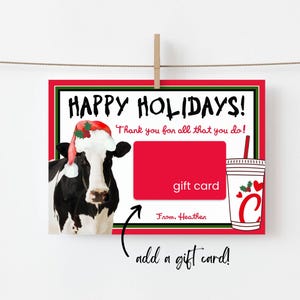 Leraar Kerstcadeaukaart Afdrukbare sjabloon Feestdag Chick-fil-A Cadeaukaarthouder Schoolpersoneel Directeursecretaris Cadeaukaart Chickfila