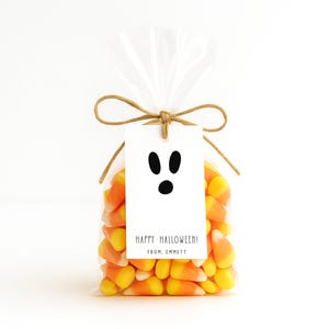 Halloween Ghost Gift Tag Template, Editable Minimalist Halloween Gift Tag, Ghost Halloween Tag, Halloween School Treat Tag