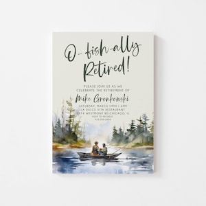 Fishing Retirement Invitation Printable Template, Fishing Themed Retirement Party, O-Fish-Ally Retired, Mens Retirement Invitation Template