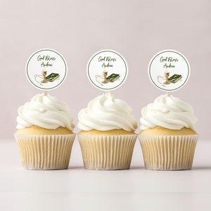 Gold & Green Communion Cupcake Toppers: Printable First Holy Communion (Digital Download)
