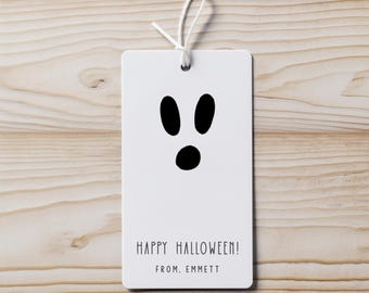 Halloween Ghost Gift Tag Template, Editable Minimalist Halloween Gift Tag, Ghost Halloween Tag, Halloween School Treat Tag