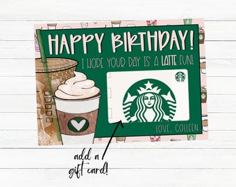 Starbucks Birthday Gift Printable Template Happy Birthday Card Add